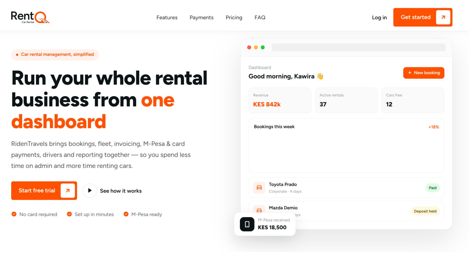 OfeqMo car rental SaaS dashboard